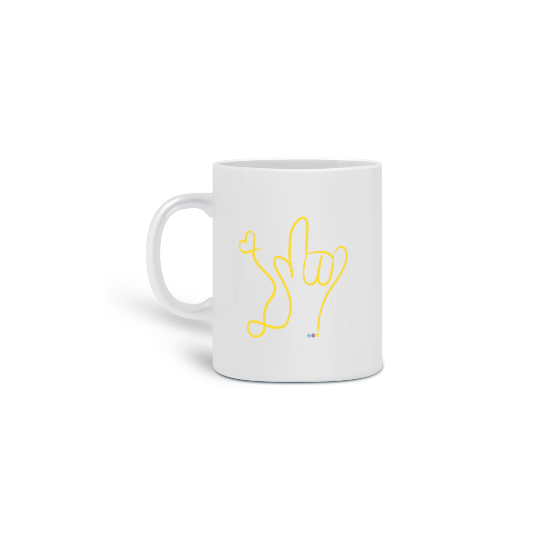 Nome do produto: Caneca I love (amarelo) ALS/Libras