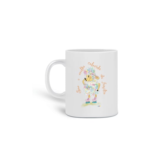 Caneca Raibow - ovelha colorida - com frase