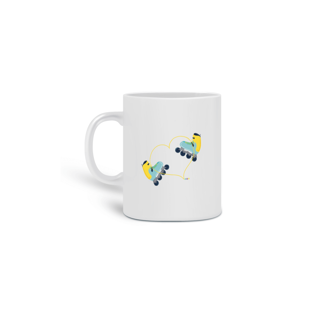 Nome do produto: Caneca Patins (cadarço coração)