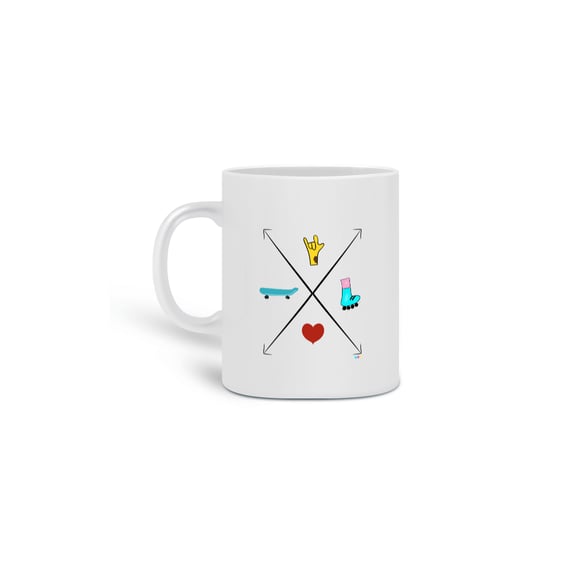 Caneca Setas - love skate e patins (ASL/ Libras)