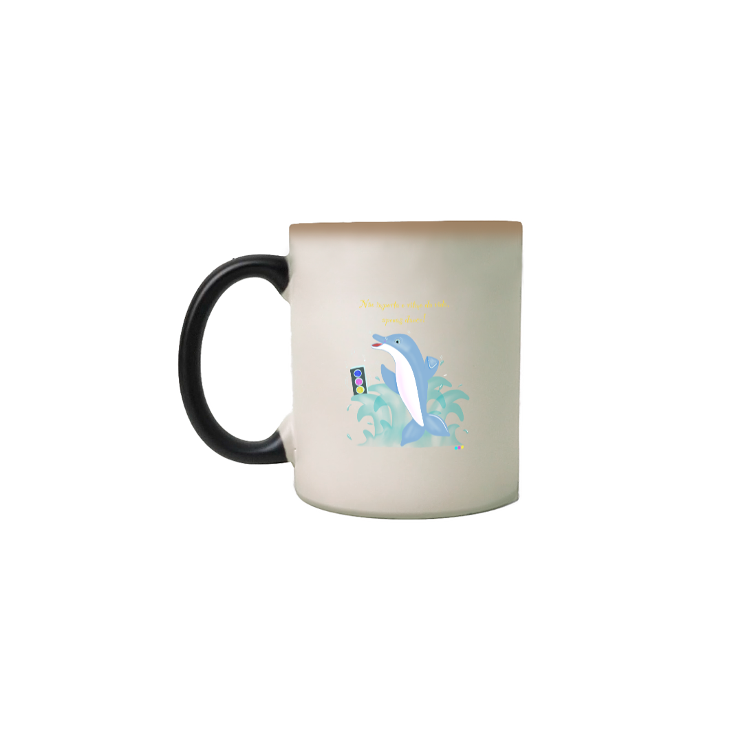 Caneca mágica Dodo - golfinho dançante - com frase