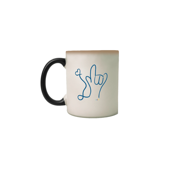 Caneca mágica I love (azul) ALS/Libras