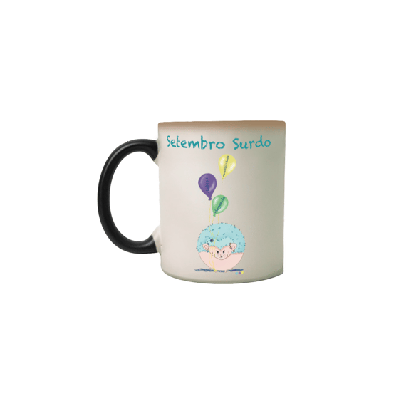 Caneca mágica George - porco-espinho surdo - Setembro Surdo