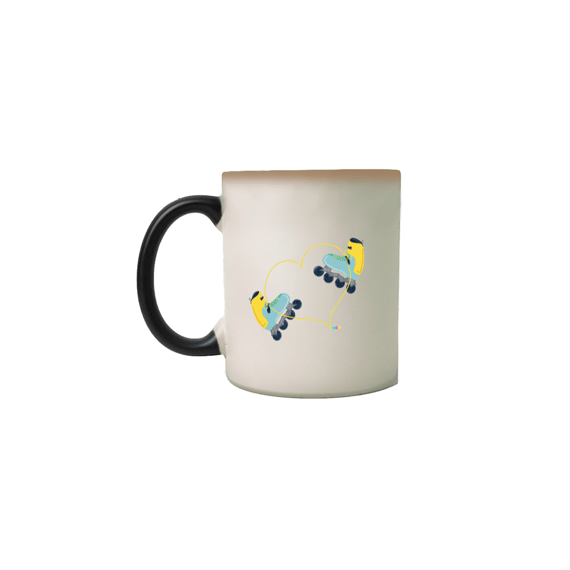 Caneca mágica Patins (cadarço coração)