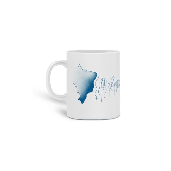 Caneca Brasil (mapa e soletração - azul)
