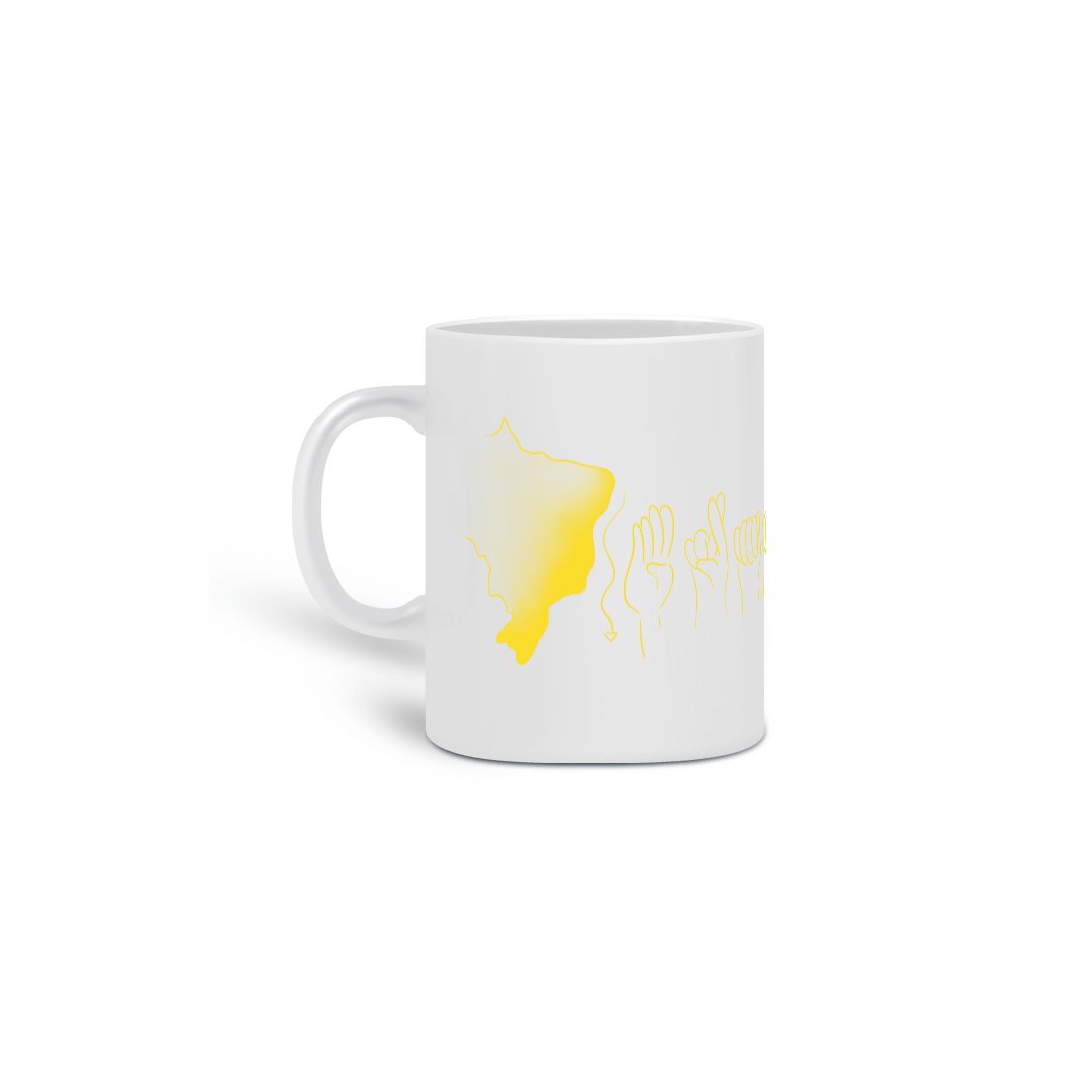 Caneca Brasil (mapa e soletração - amarelo)