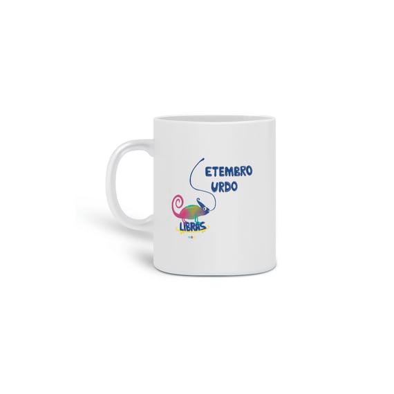 Caneca Klaus - camaleão surdo - Setembro Surdo
