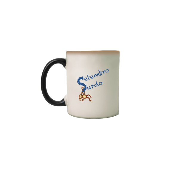 Caneca mágica Nico - macaco surdo - Setembro Surdo