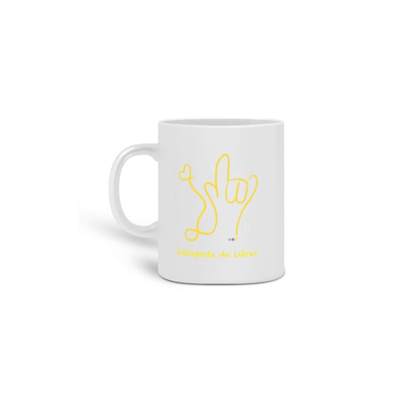 Caneca Intérprete de Libras + sinal I love you (ASL/Libras)