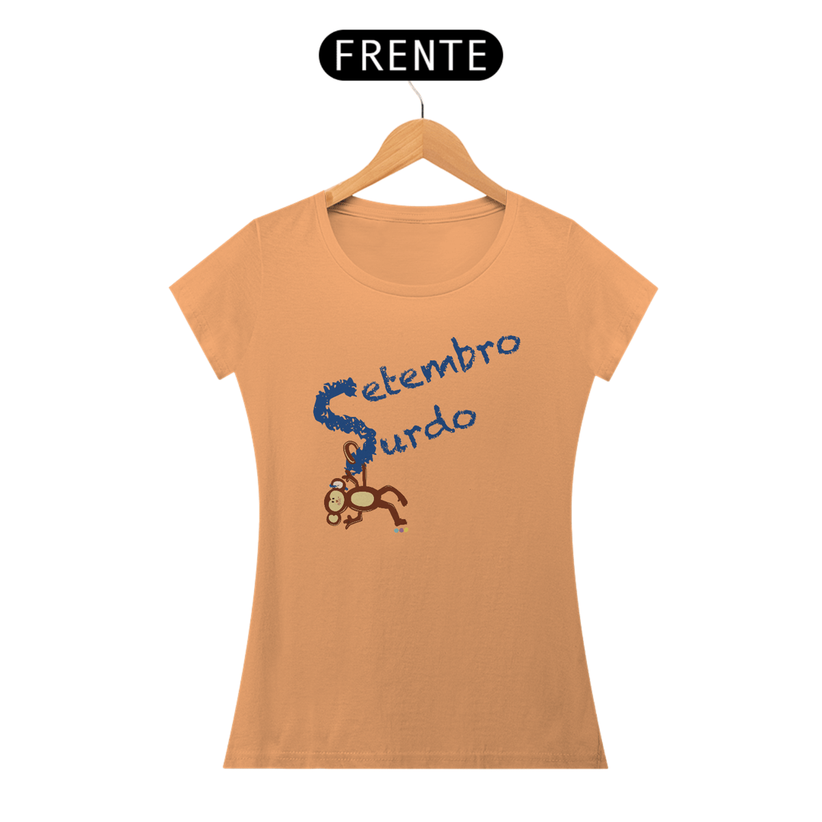 Nome do produto: Baby look estonada Nico - macaco surdo - Setembro Surdo