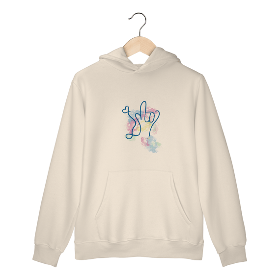 Moletom canguru I love you ASL/ Libras (aquarela) 