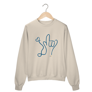 Nome do produtoMoletom fechado I love (azul) ASL/Libras