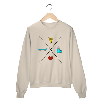 Nome do produtoMoletom fechado seta (love skate e patins)