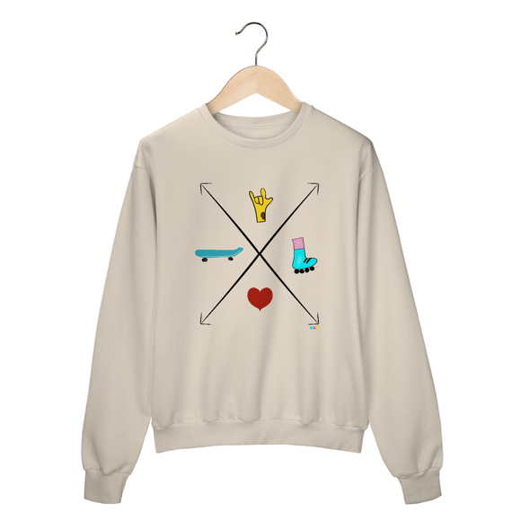 Moletom fechado seta (love skate e patins)