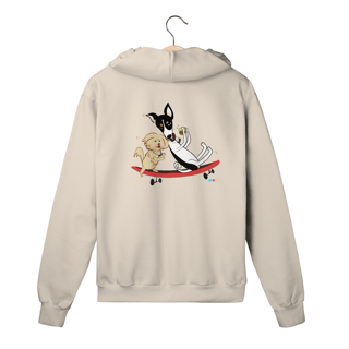Nome do produtoMoletom c/ zíper Café e Chico - cachorros no skate