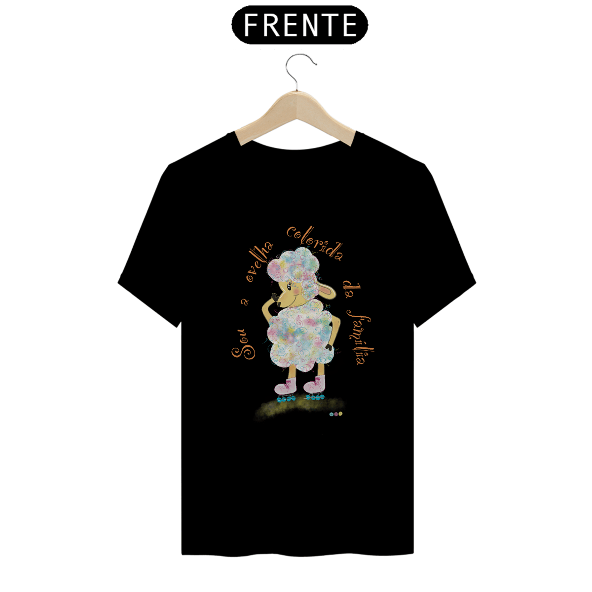 Nome do produto: Camiseta Raibow - ovelha colorida - com frase