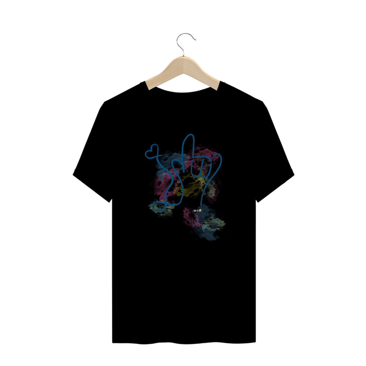 Nome do produto: Camiseta plus size I love you - aquarela (Libras)