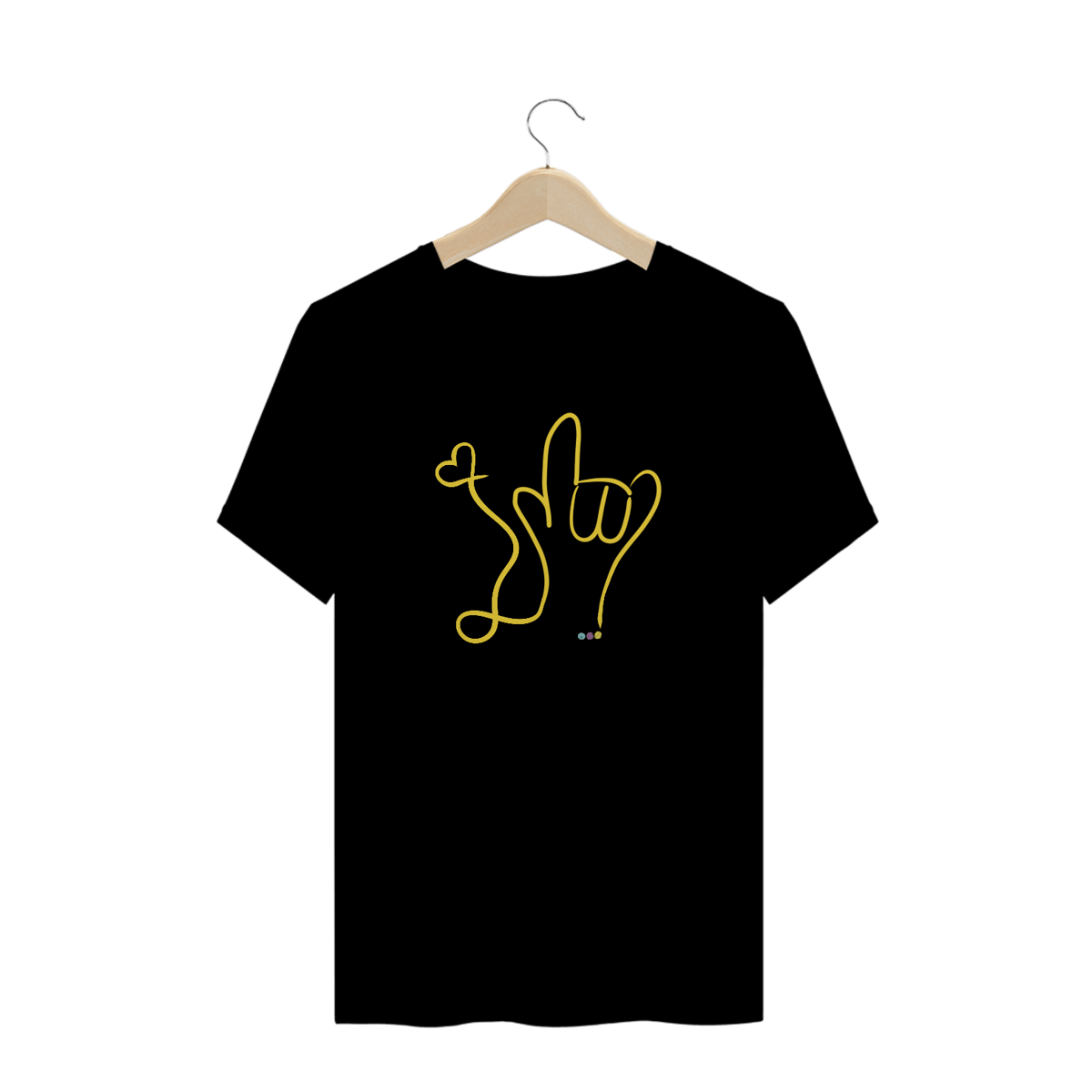 Nome do produto: Camiseta plus size I love (amarelo) ALS/Libras 