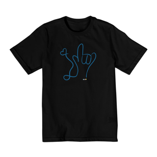 Nome do produtoCamiseta infantil I love (azul) ALS/Libras