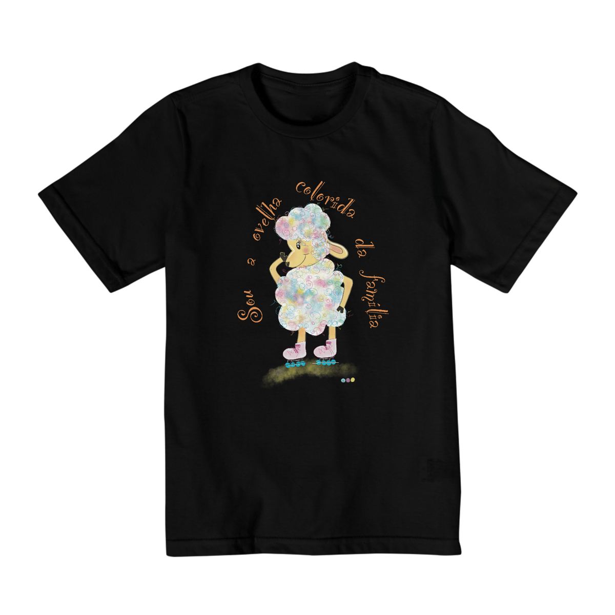 Nome do produto: Camiseta infantil Raibow - ovelha colorida - com frase