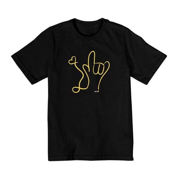 Camiseta infantil I love (amarelo) ASL/Libras 