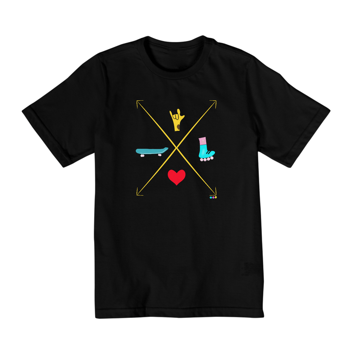 Nome do produto: Camiseta infantil Seta (love skate e patins) 