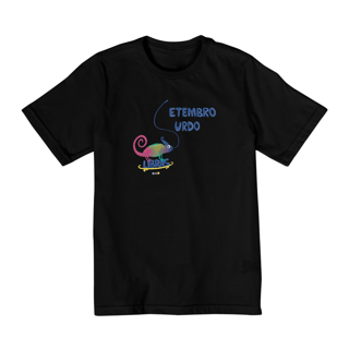 Nome do produtoCamiseta infantil Klaus - camaleão surdo - Setembro Surdo