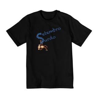 Nome do produtoCamiseta infantil Nico - macaco surdo - Setembro Surdo 