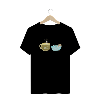 Nome do produtoCamiseta plus size Café e Chico - banho e café 