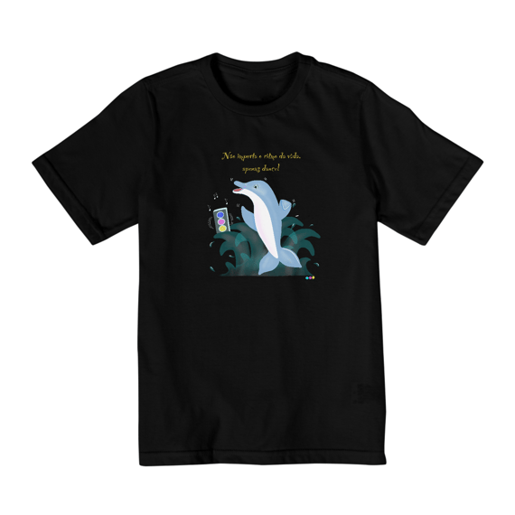 Camiseta infantil Dodo - golfinho dançante - com frase