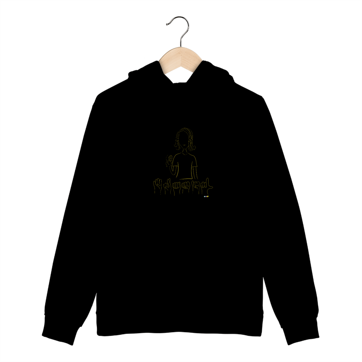 Nome do produto: Moletom canguru Brasil (sinal em Libras) amarelo