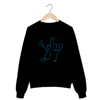 Nome do produtoMoletom fechado I love (azul) ASL/Libras