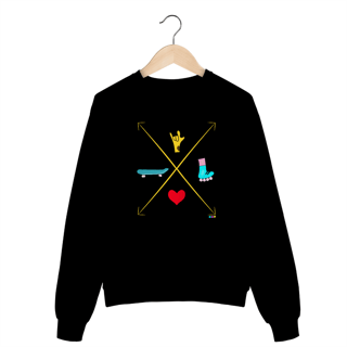 Nome do produtoMoletom fechado seta (love skate e patins)