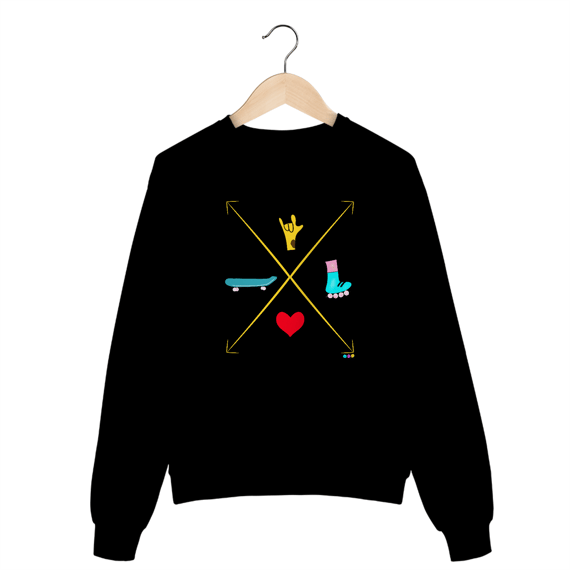 Moletom fechado seta (love skate e patins)