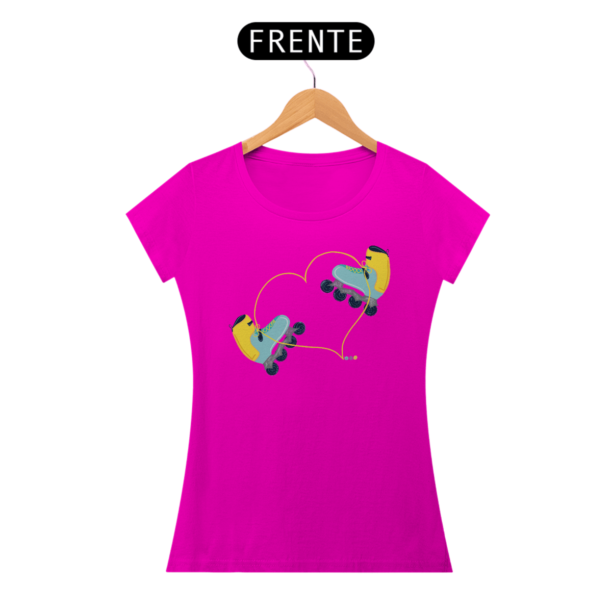 Nome do produto: Baby look Patins (cadarço coração)