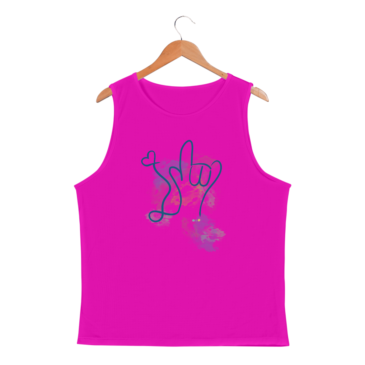 Nome do produto: Regata masc esportiva I love you (aquarela) ASL/ Libras 
