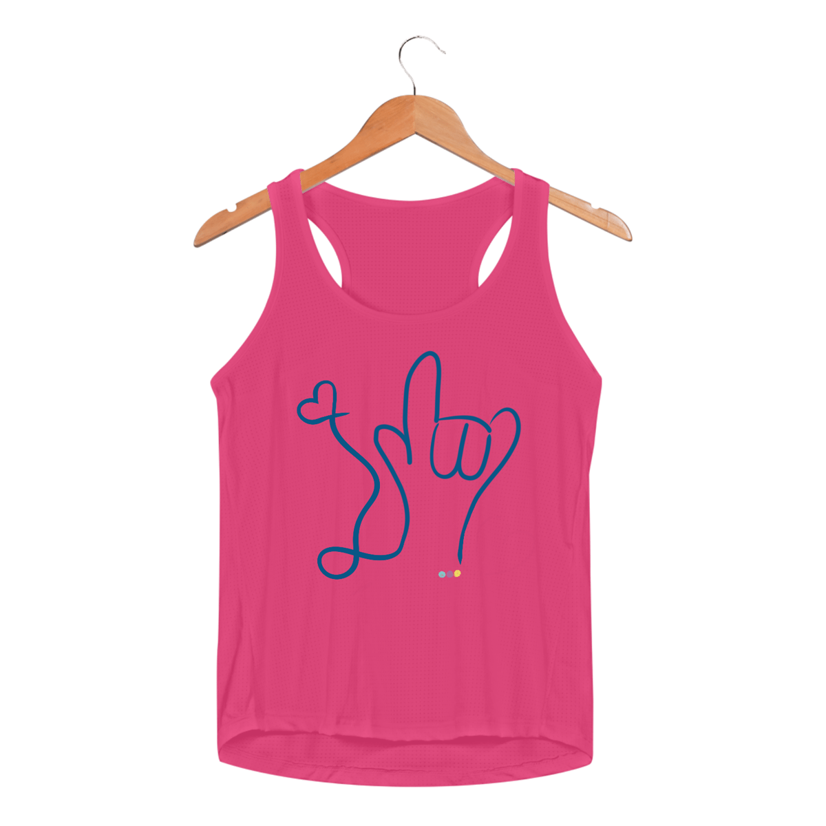 Nome do produto: Regata fem esportiva I love (azul) ALS/Libras 