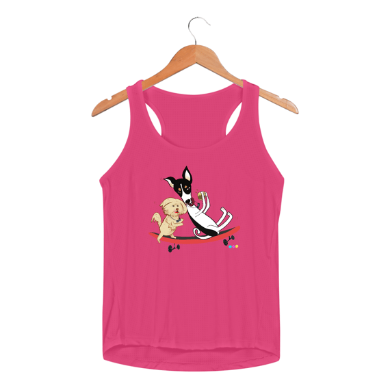 Regata fem esportiva Café e Chico - cachorros no skate 