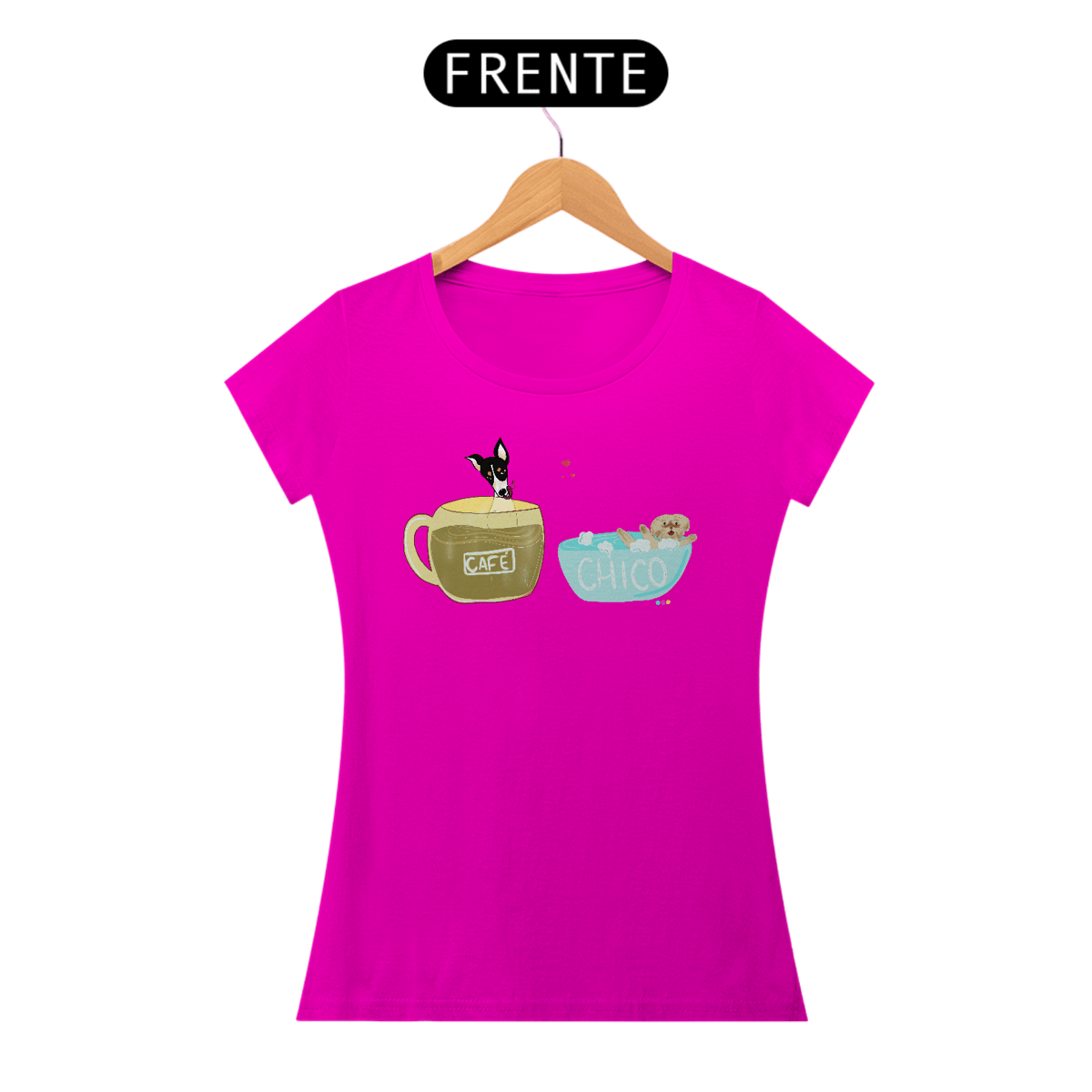 Nome do produto: Baby look Café e Chico - banho e café