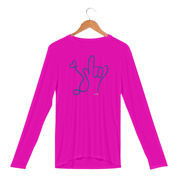 Manga longa esportiva I love (azul) ALS/Libras 