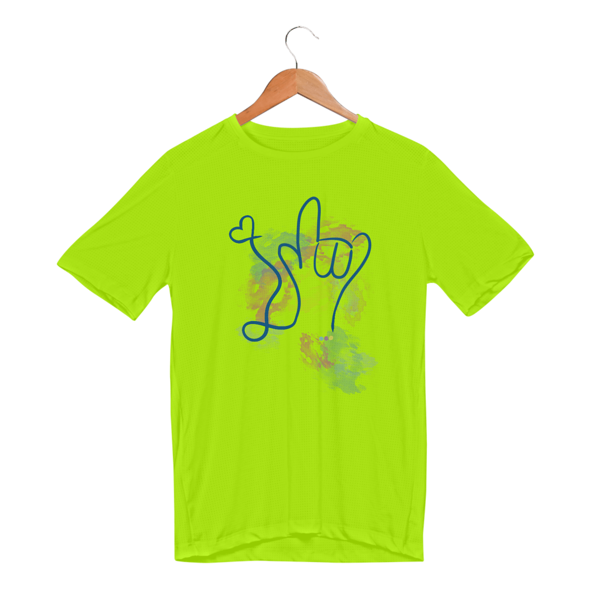 Nome do produto: Camiseta esportiva I love you (aquarela) ASL/ Libras 
