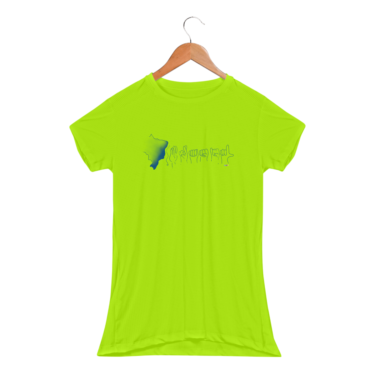 Nome do produto: Baby look esportiva Brasil (mapa e soletração - azul)