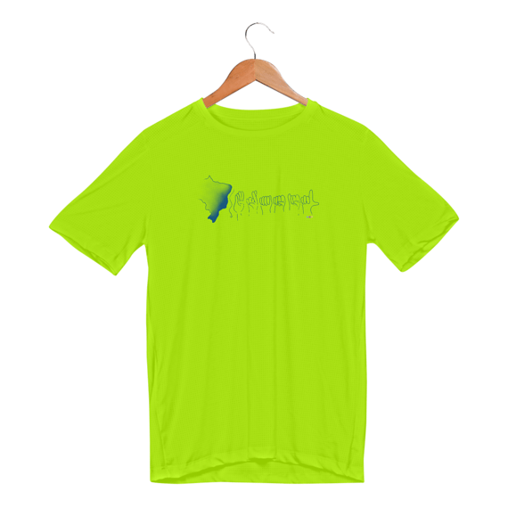 Camiseta esportiva Brasil (mapa e soletração - azul)