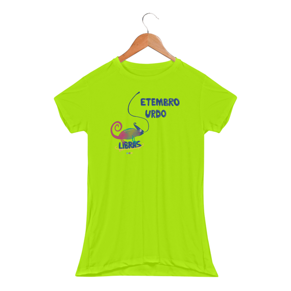 Baby look esportiva  Klaus - camaleão surdo - Setembro Surdo - sport dry UV