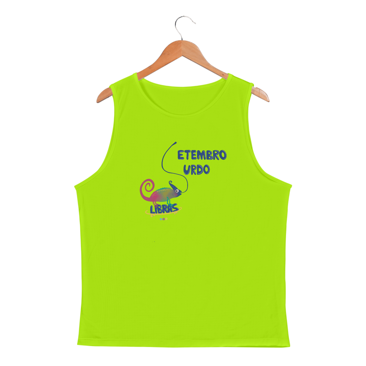 Nome do produto: Regata masc esportiva Klaus - camaleão surdo - Setembro Surdo 