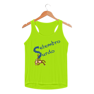 Nome do produtoRegata fem esportiva Nico - macaco surdo - Setembro Surdo