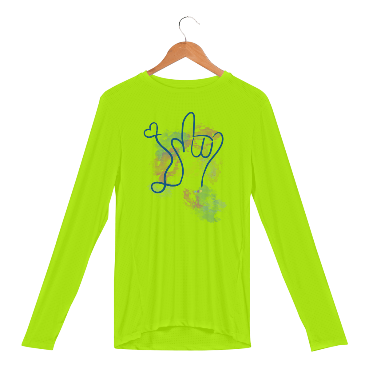 Nome do produto: Manga longa esportiva I love you (aquarela) ASL/ Libras 