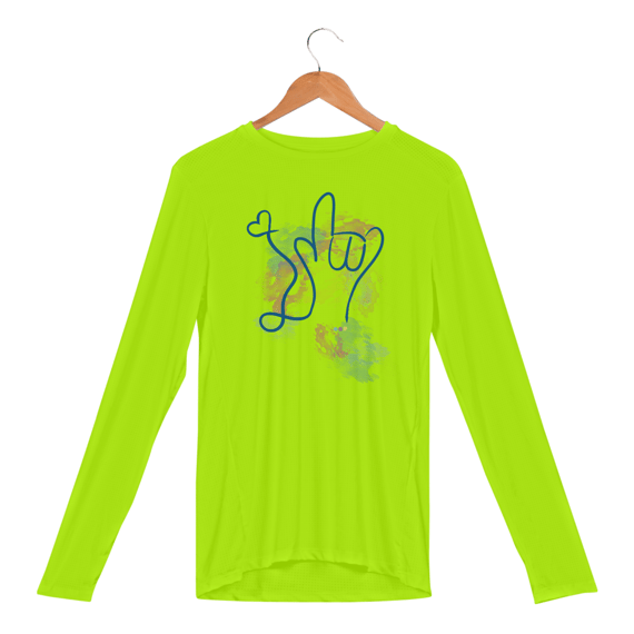 Manga longa esportiva I love you (aquarela) ASL/ Libras 