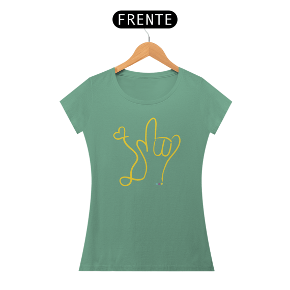 Baby look estonada I love (amarelo) ALS/Libras 
