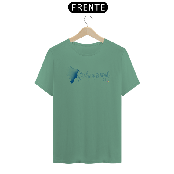 Camiseta estonada Brasil (mapa e soletração - azul) 